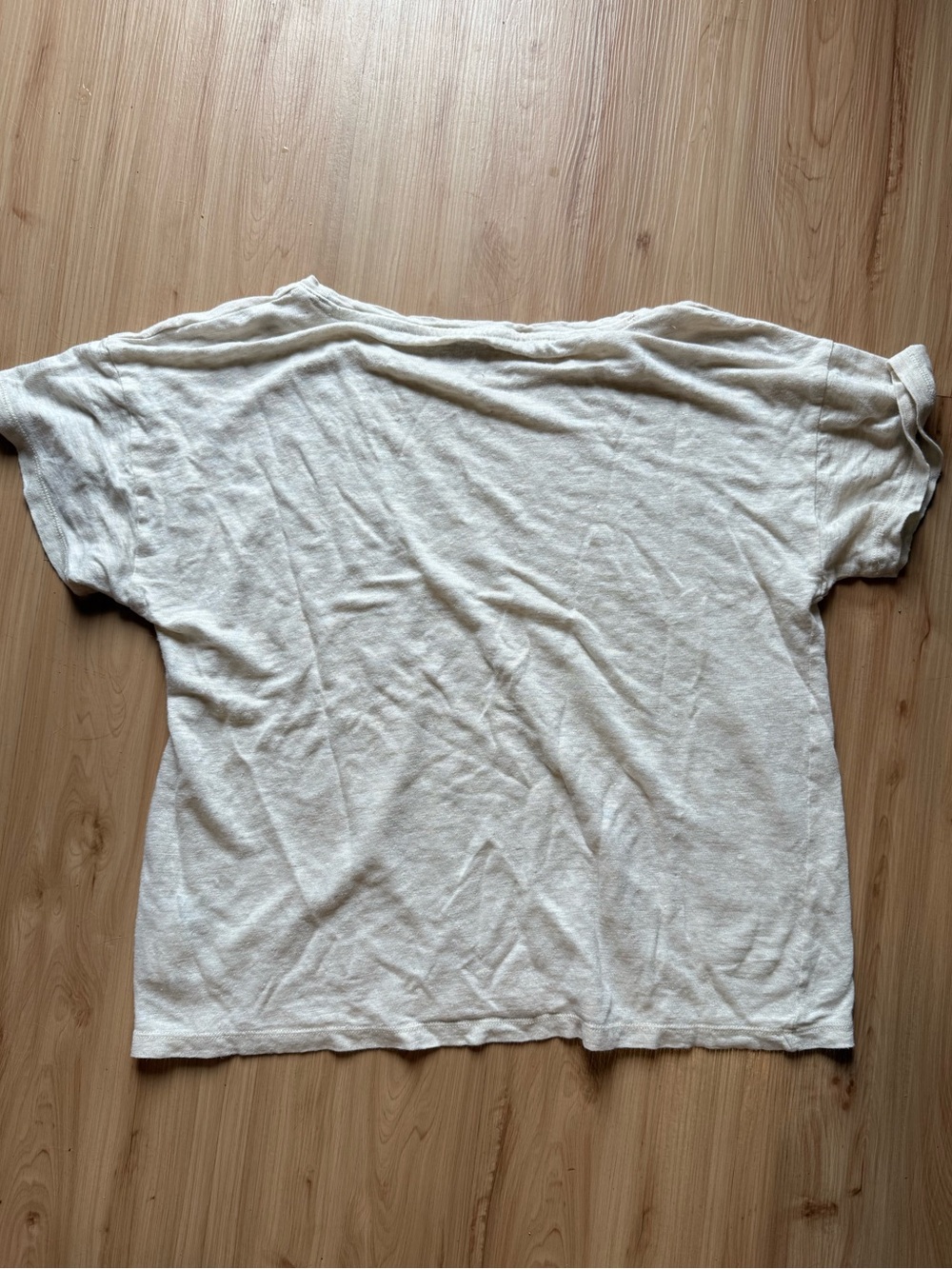 J.Crew Womens Large 100% Linen Tee Oatmeal Short Sleeve Relaxed Fit T-Shirt